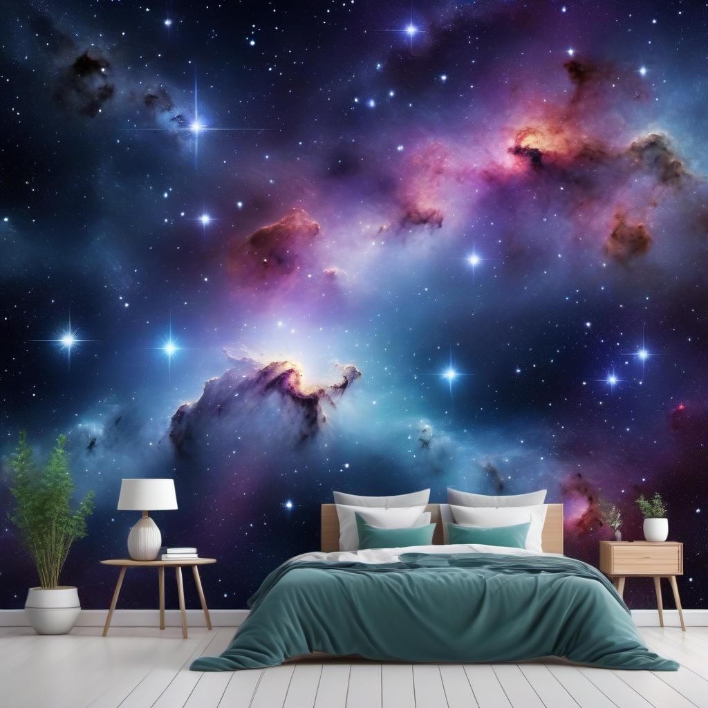 Celestial Night Sky Tapestry in Hubble Style