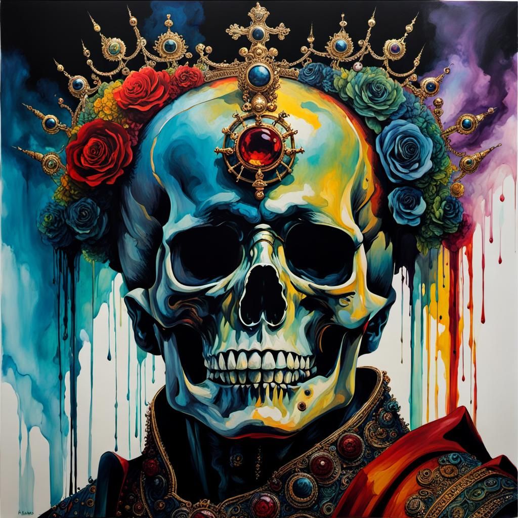 fantasy masterpiece, Eerie Emperor, Alcohol ink,  Hyperdetai...