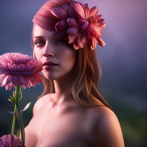 Beautiful Women with Flowers in Cinematic Light