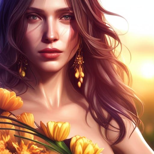 Beautiful Women with Flowers in Unreal Engine