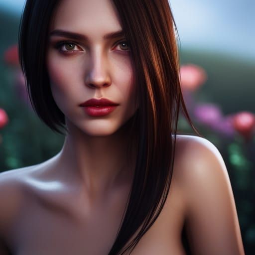 Beautiful Woman with Flowers in Unreal Engine