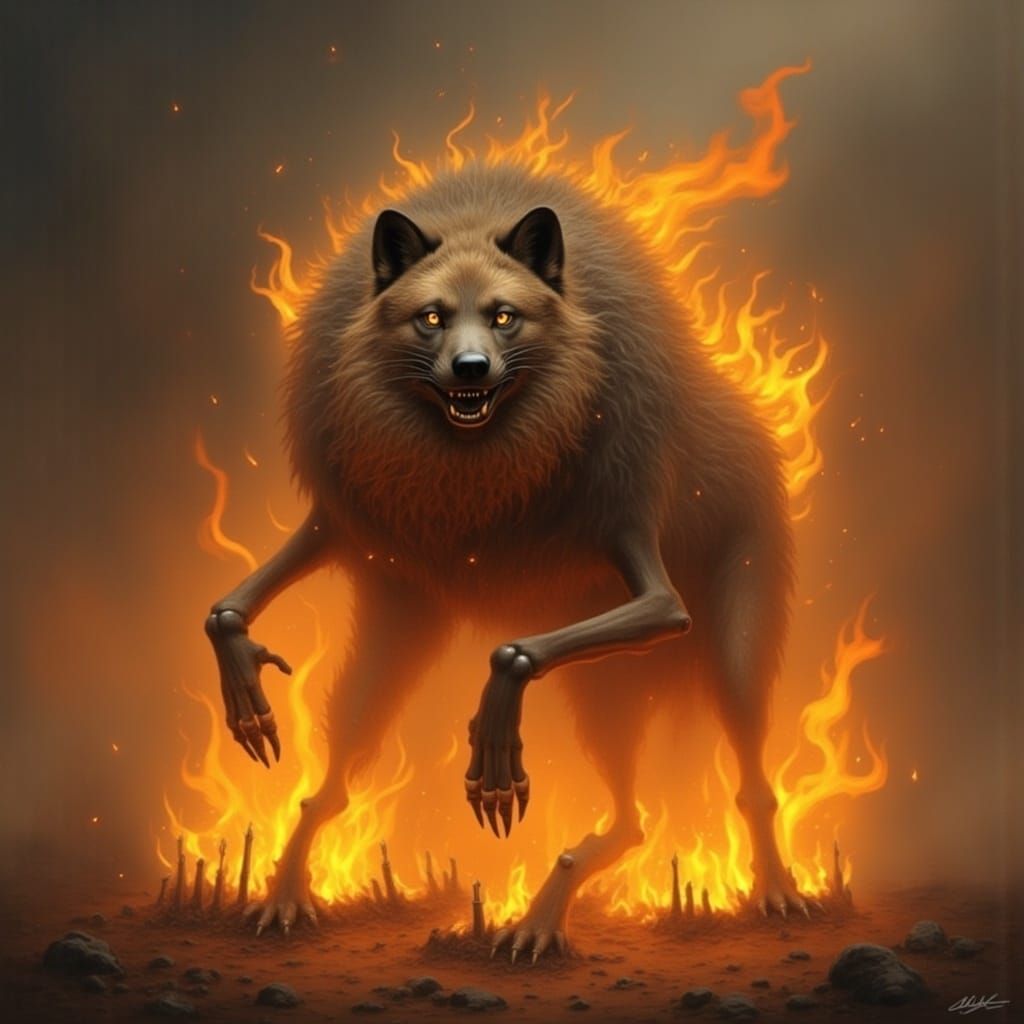 Burning Evil Hyena in Dark Style