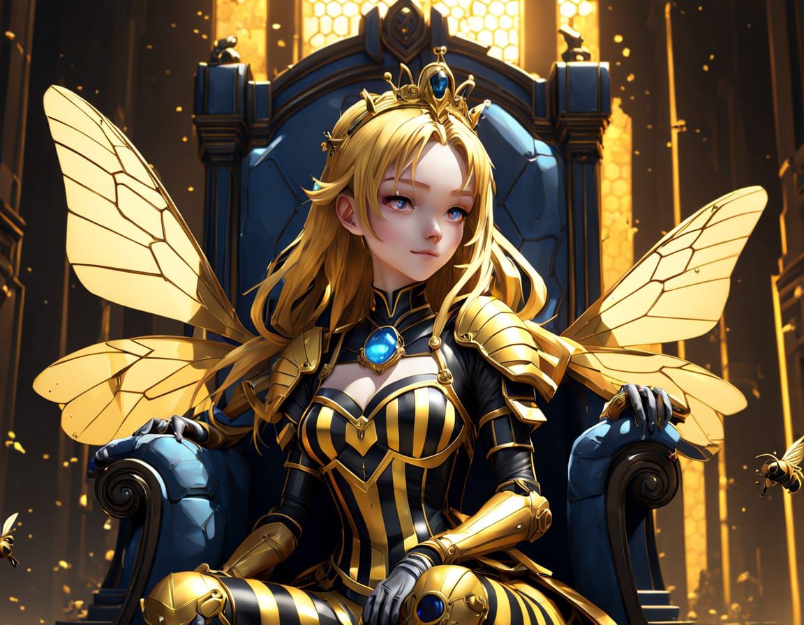 Golden Honey Queen: Anime-Inspired Concept Art