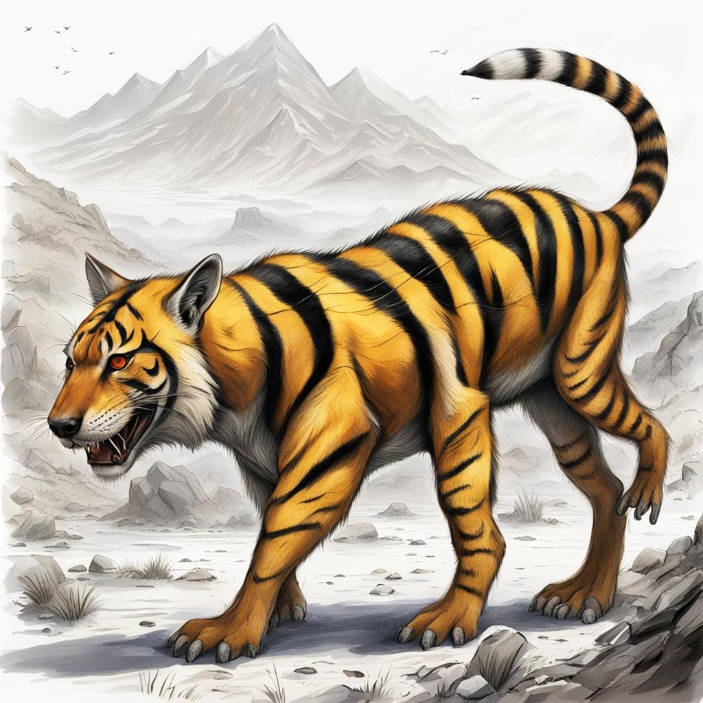 Exotic Alien World with Tiger-like Lifeforms