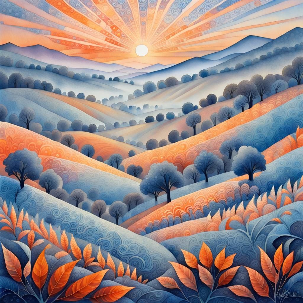 Whimsical Landscape Painting in Impressionist Style