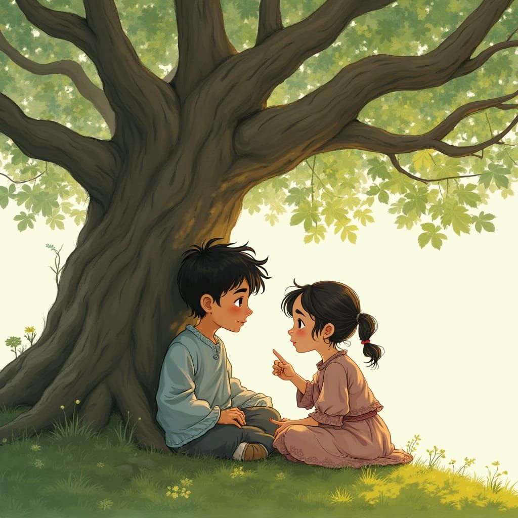 Whimsical Friends Discover Secrets Under the Majestic Oak