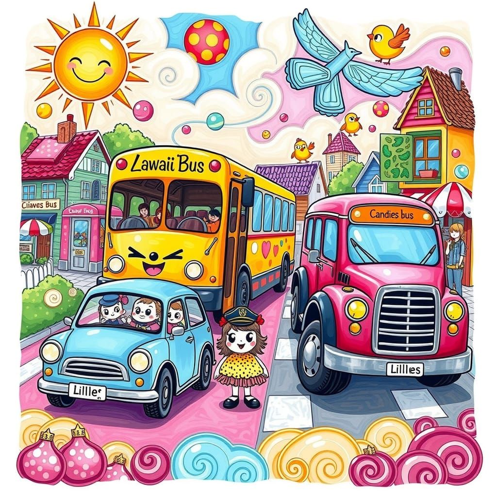 Kawaii Cars in Candyland Traffic Jam