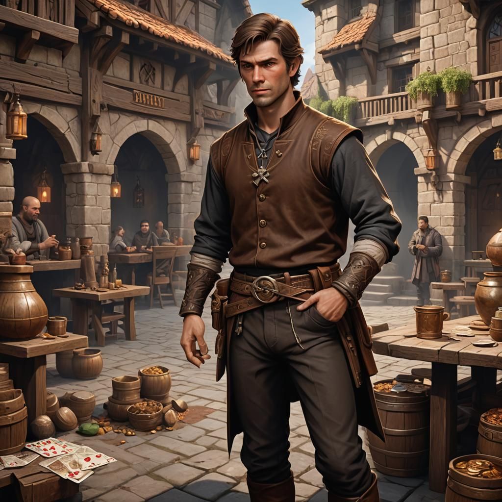 Detailed Male Gambler in Fantasy Concept Art