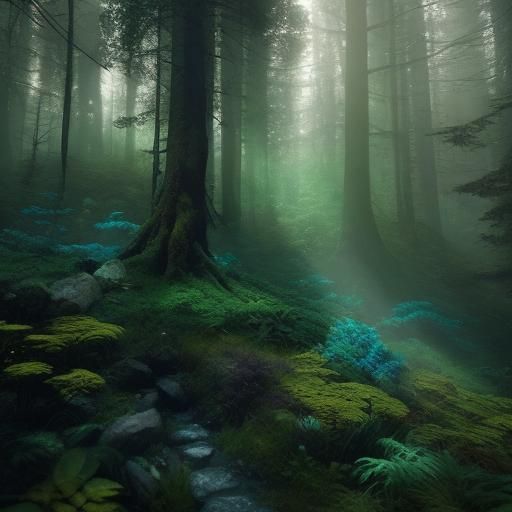 Fantasy Elf in Mystical Forest: Digital Matte Painting