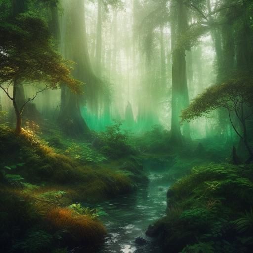 Elf Archer in Mystical Forest, Digital Matte Painting
