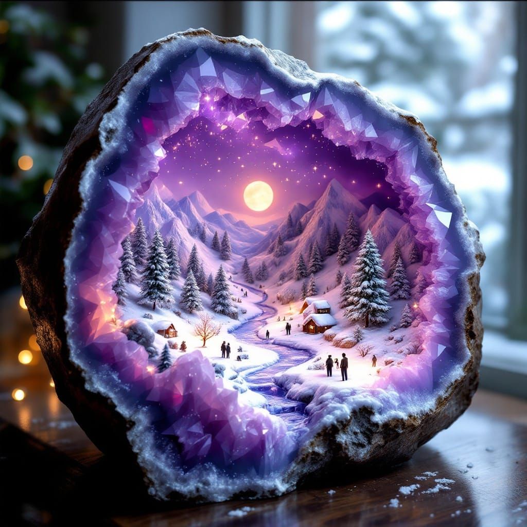 Crystal Geode in Deep Purple, Lavender, and Amethyst Hues