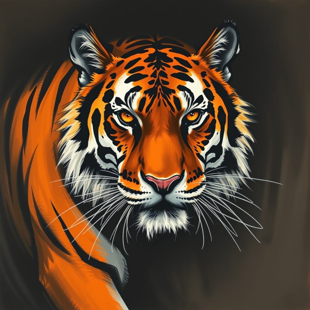 Majestic Tiger in Expressive Charcoal