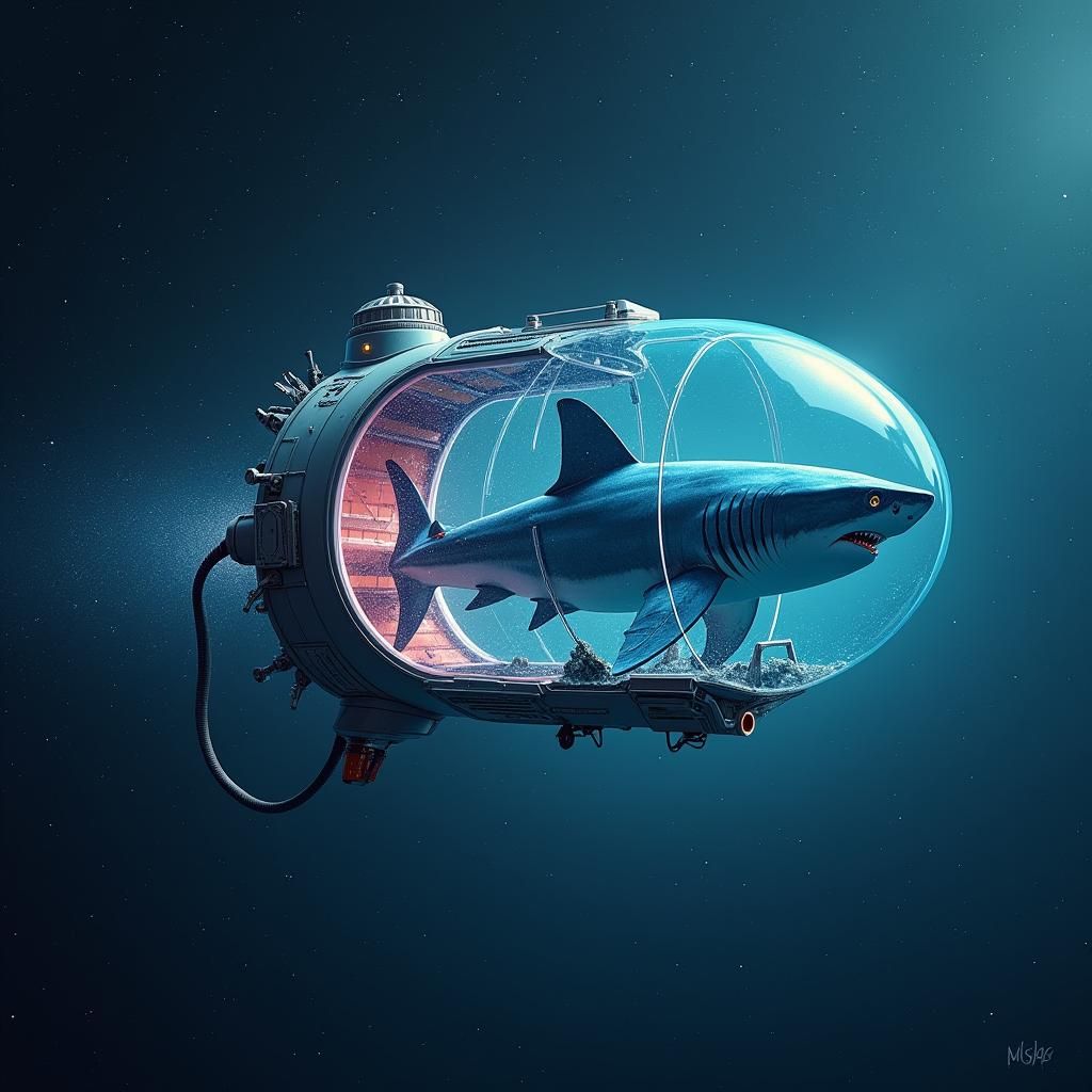 Shark in Space Suit: Futuristic Sci-Fi Art