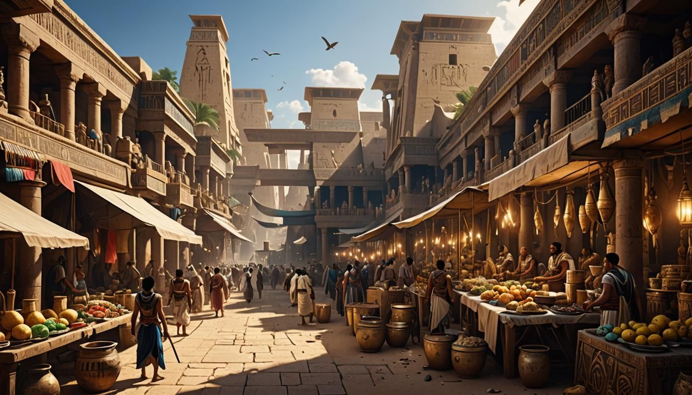 Egyptian Marketplace: Detailed Matte Painting in Unreal Engi...