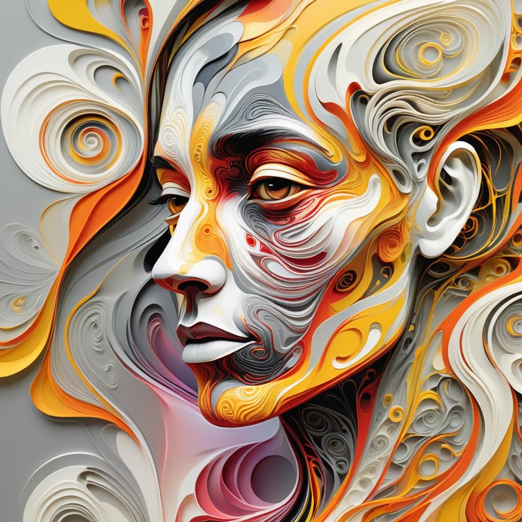 Dynamic Abstract Human Profile in Flowing Lines