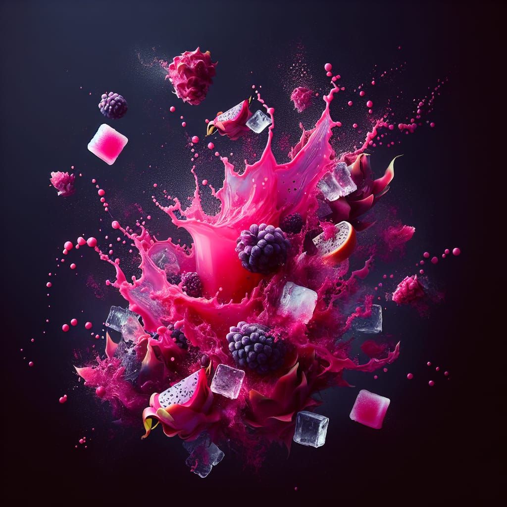 Vibrant Pink Drink Splash with Dragon Fruit
