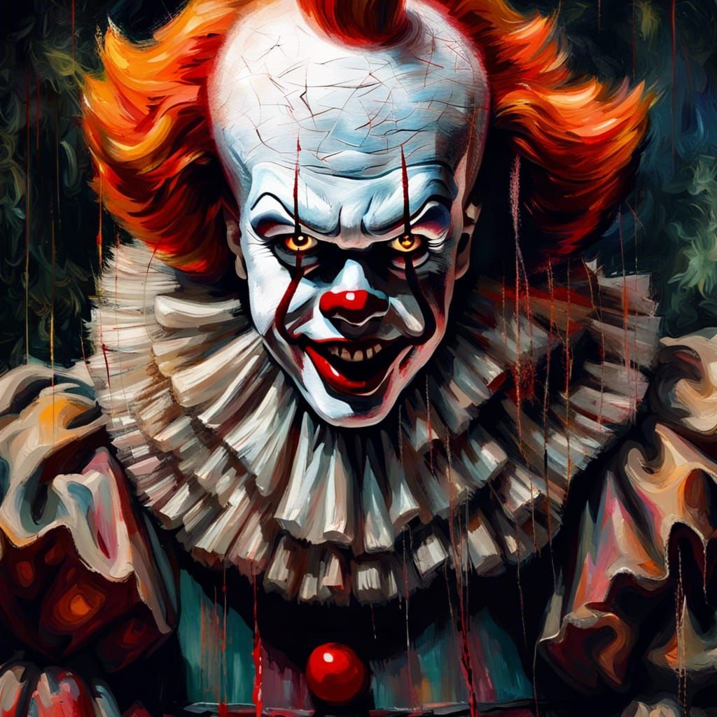 Creepy Pennywise Portrait in Gothic Impressionist Style