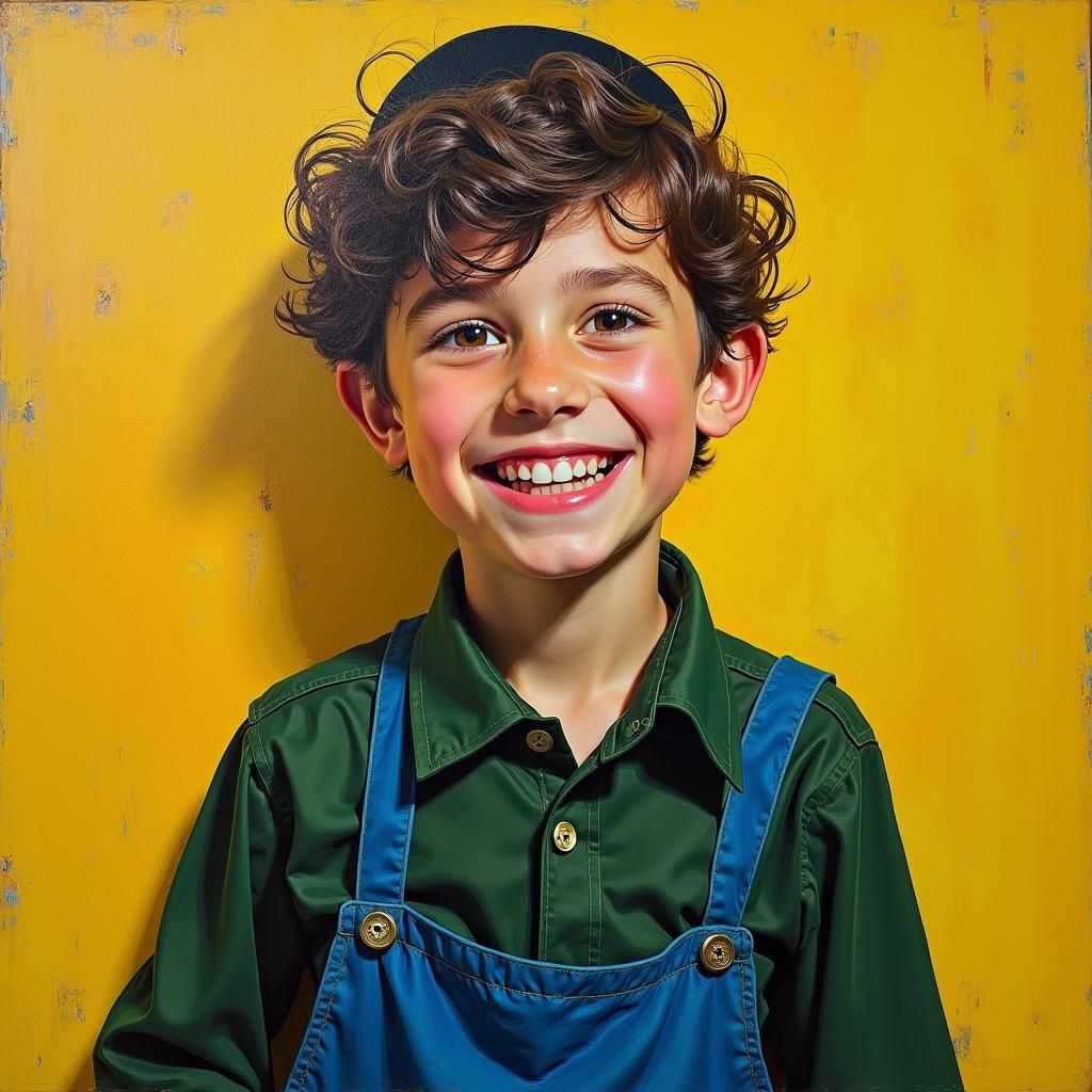 Joyful Ultra-Orthodox Boy in Vibrant Colors