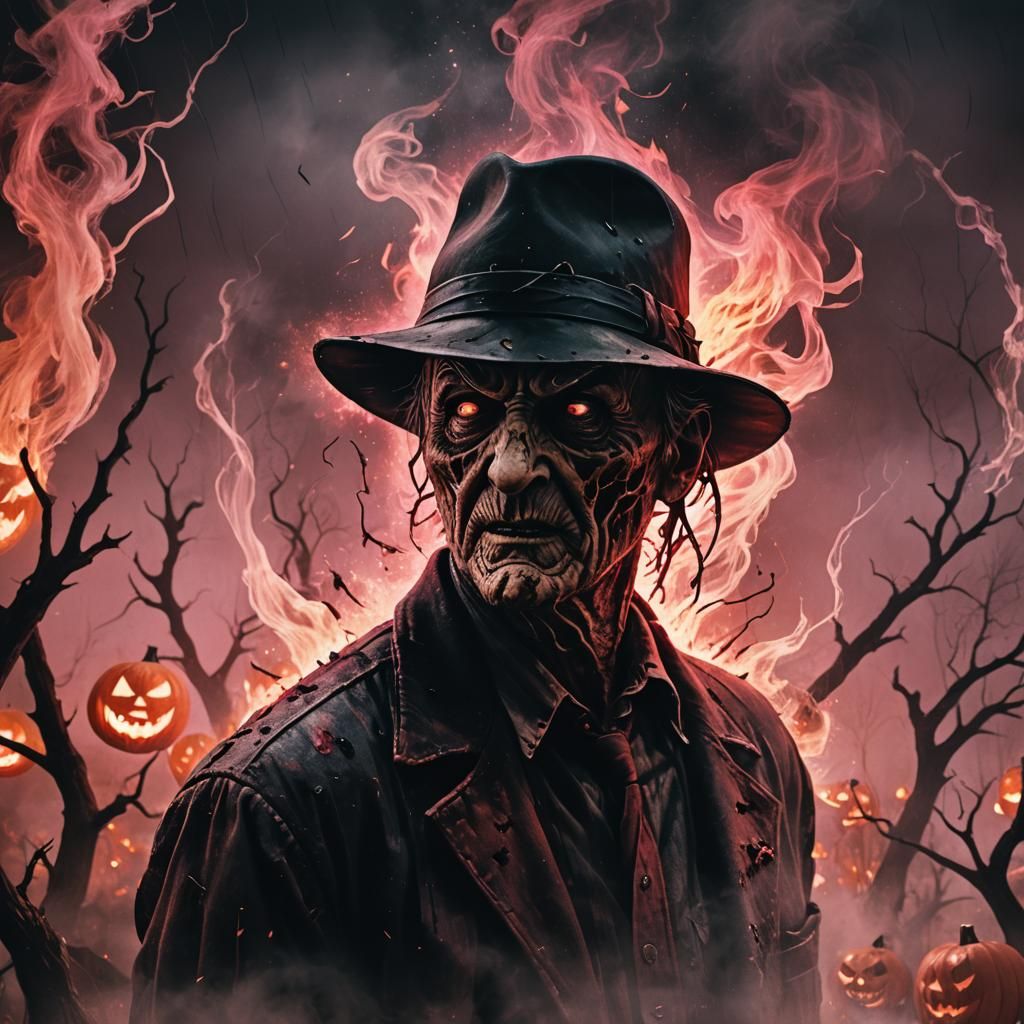 Freddy Krueger's Halloween Dream in Dark Fantasy Style