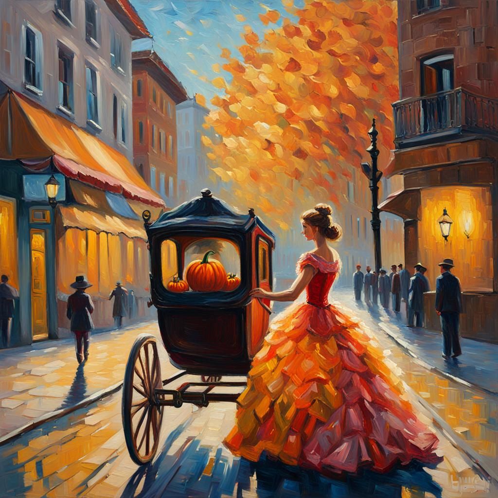 Cinderella in Expressionist Neo-Impressionism Oil Painting
