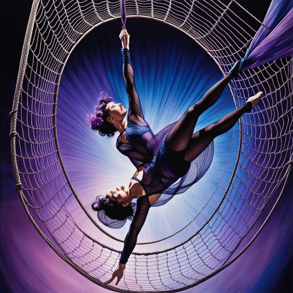 Trapeze Artist Falling: Colored Pencil Illustration