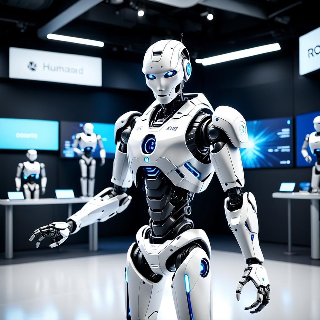Futuristic Humanoid Robot in Brightly Lit Environment