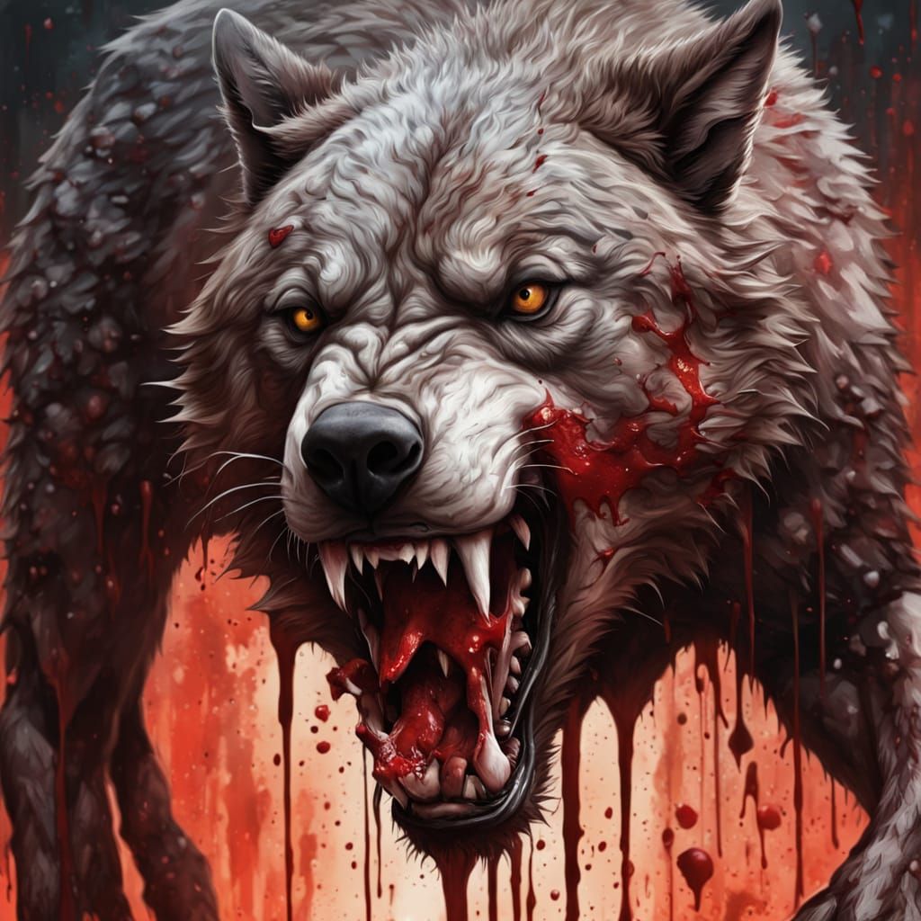 Epic Wolf and Bear Battle in Digital Matte Painting Style