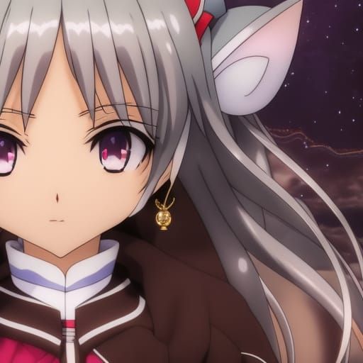 Anime Cat-Girl Portrait in Manga Style