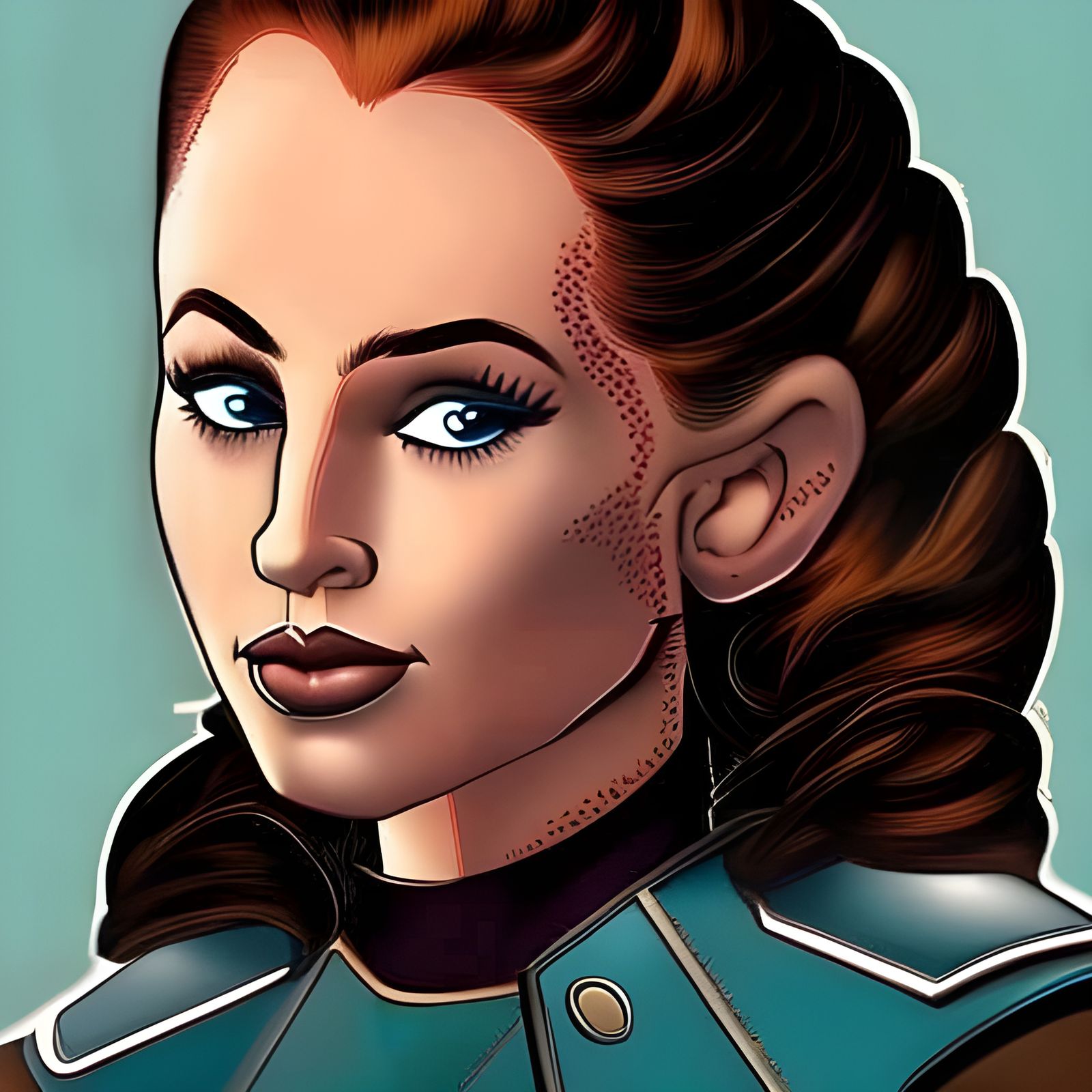 Young Trill in Starfleet Uniform, Cell-Shaded Portrait