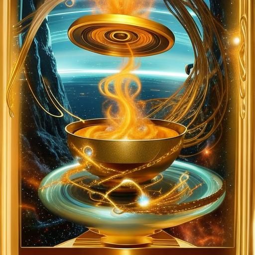 Swirling Galaxies: Gold, Blue, and Orange Cosmos