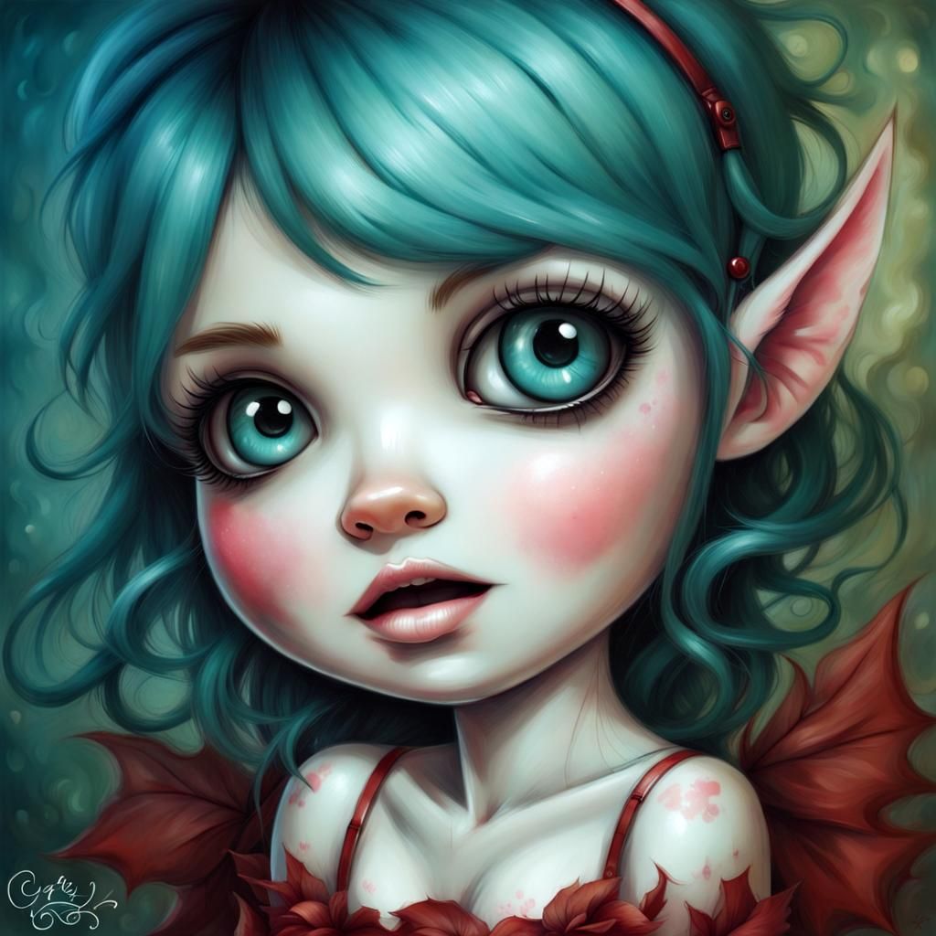 Chibi Girl Portrait in Mixed Artist Styles