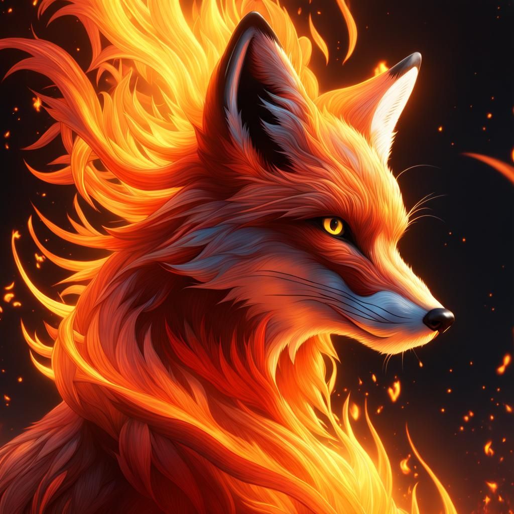 Fiery Fox in Dark Fantasy Concept Art