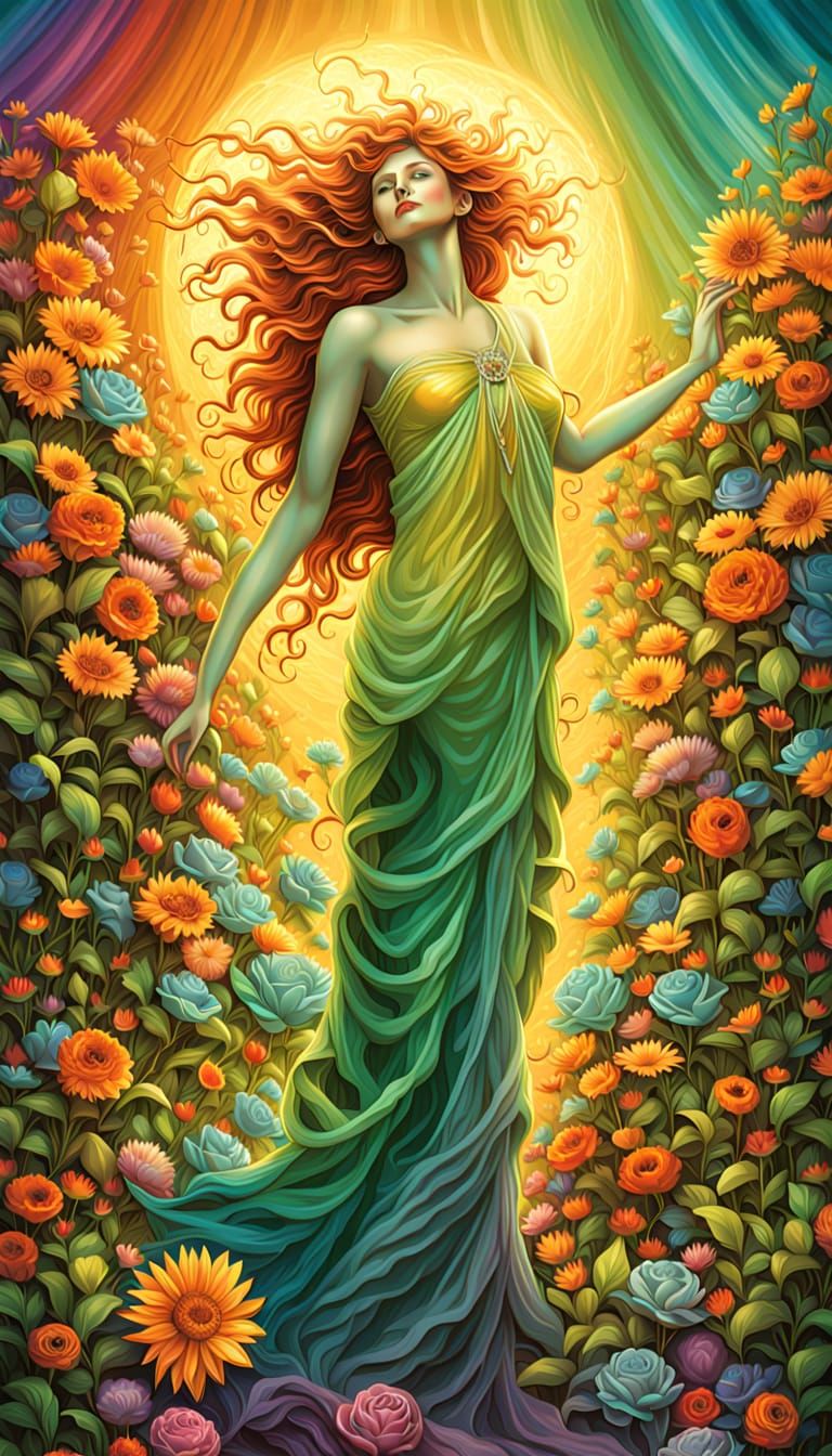 Radiant Mother Nature in Prismatic Colors