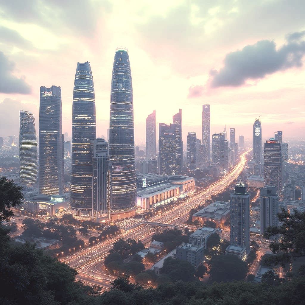 Singapore City Skyline in Modern Architectural Style