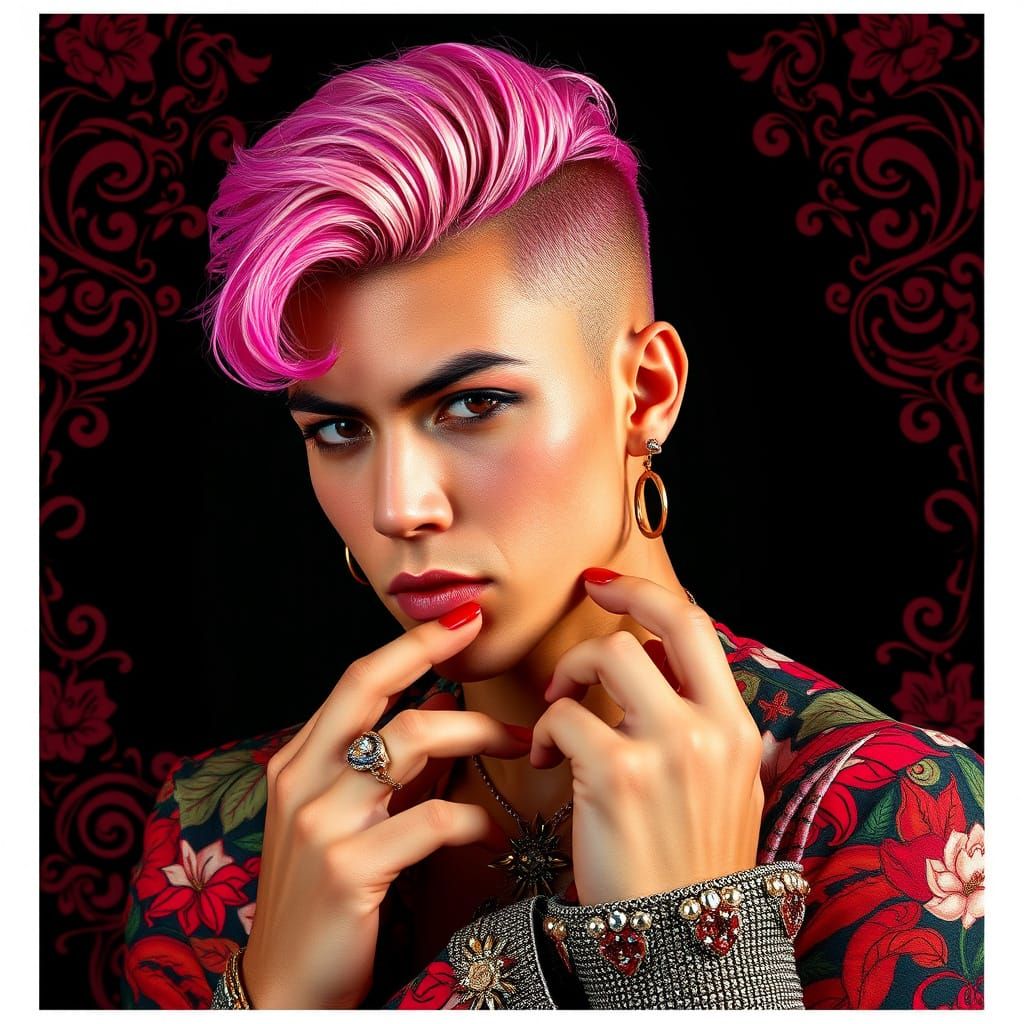 Vibrant Portrait of a Flamboyant Man in Digital Art Style
