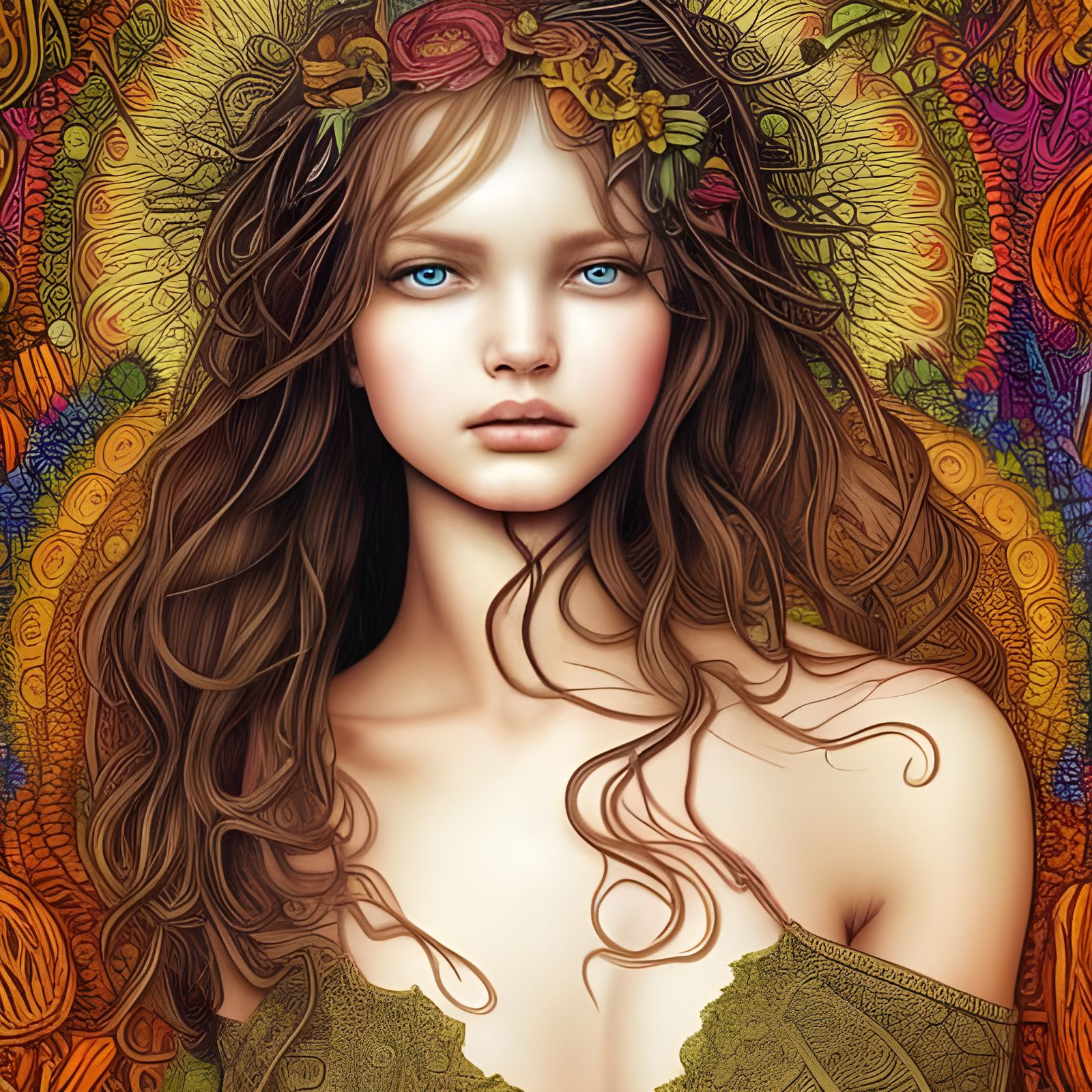 Psychedelic Woodland Nymph in Comic Book Style