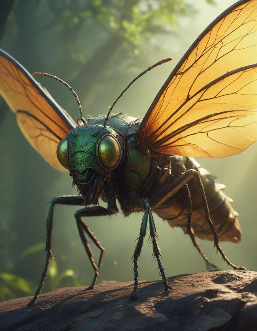 Giant Pest in Fantasy World, Oil Painting