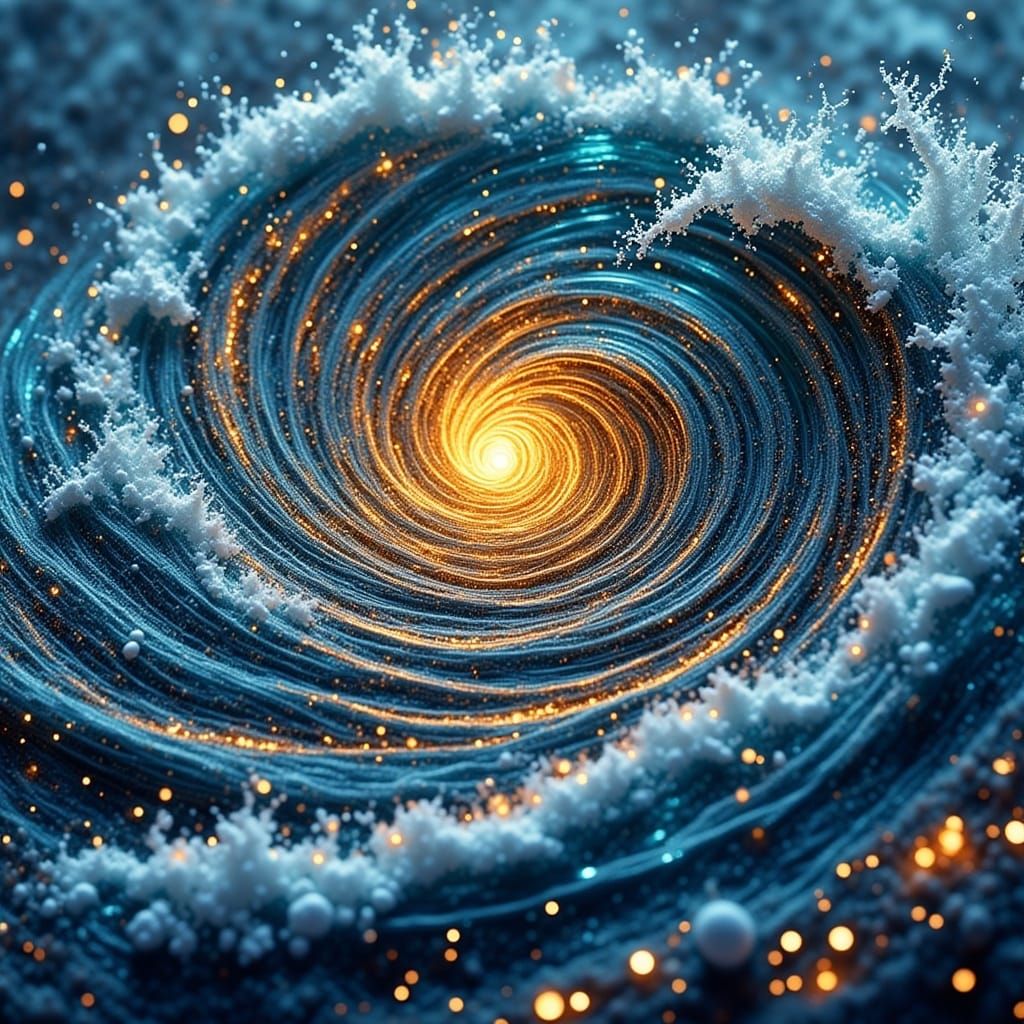Oceanic Whirlpool Vortex in Zentangled Style