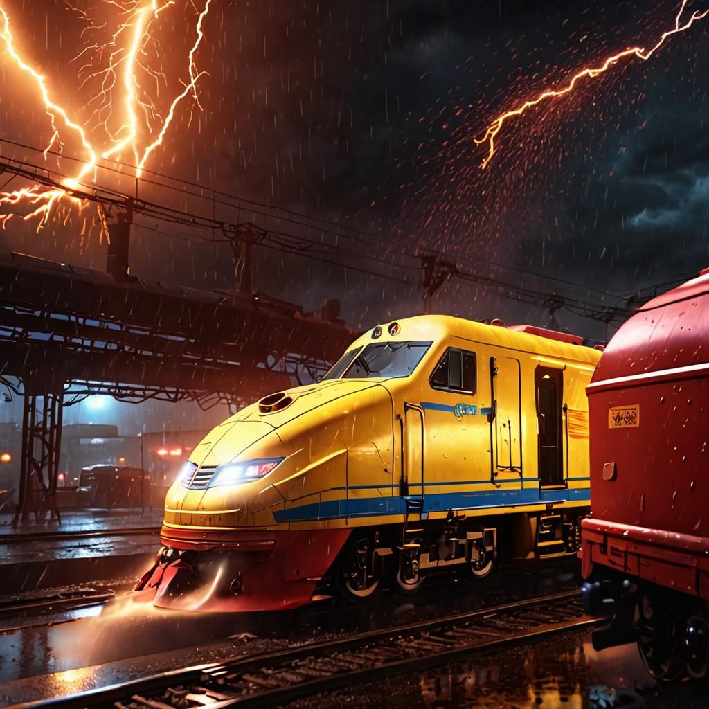 Epic Cyberpunk Train Speeds Through the Cosmic Rain