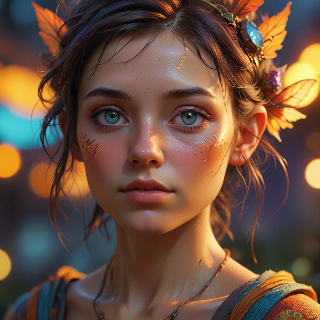 Whimsical Faerie Portrait in Golden Light