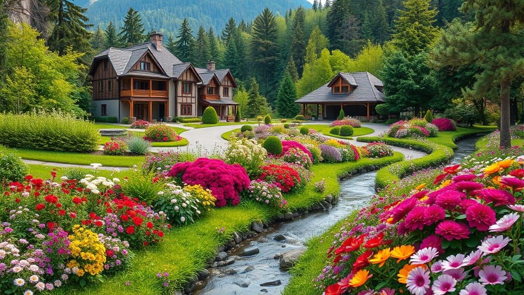 Serene Brushtanic Park Landscape with Vibrant Flowers