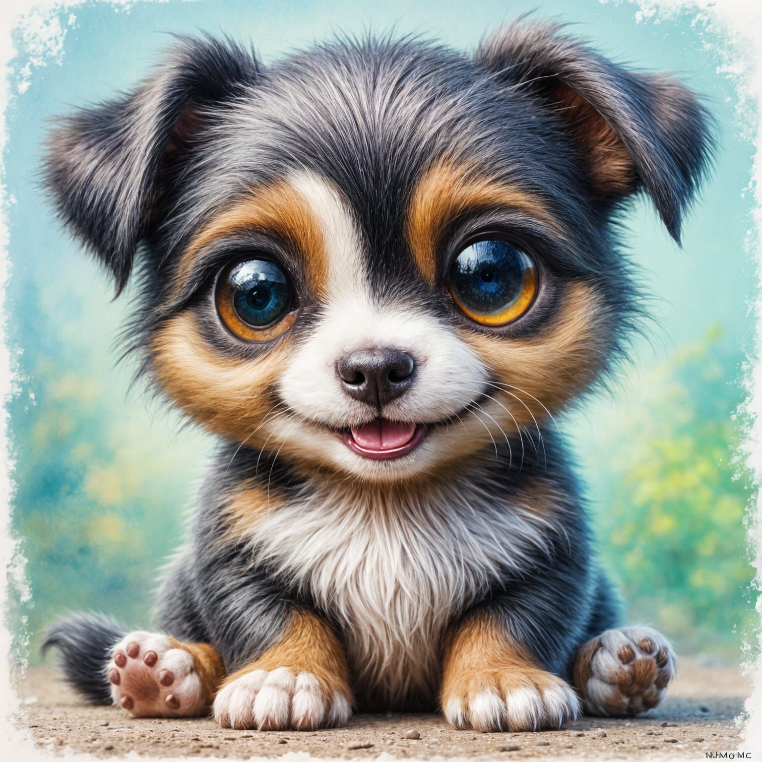 Whimsical Bohemian Puppy in Acrylic Colors