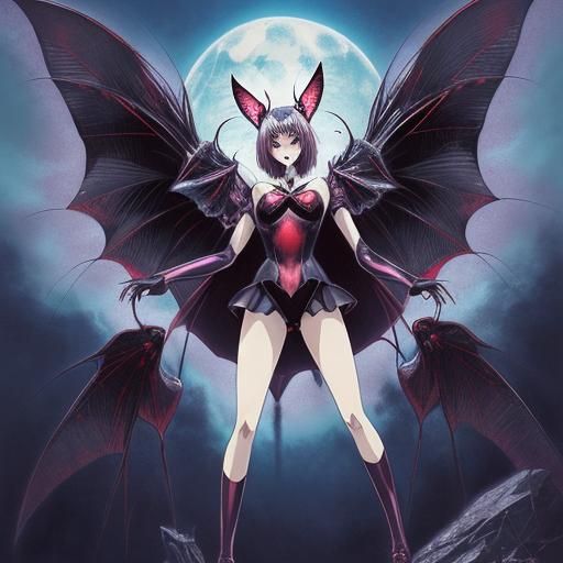 Stylized Mothman in Anime Art Style