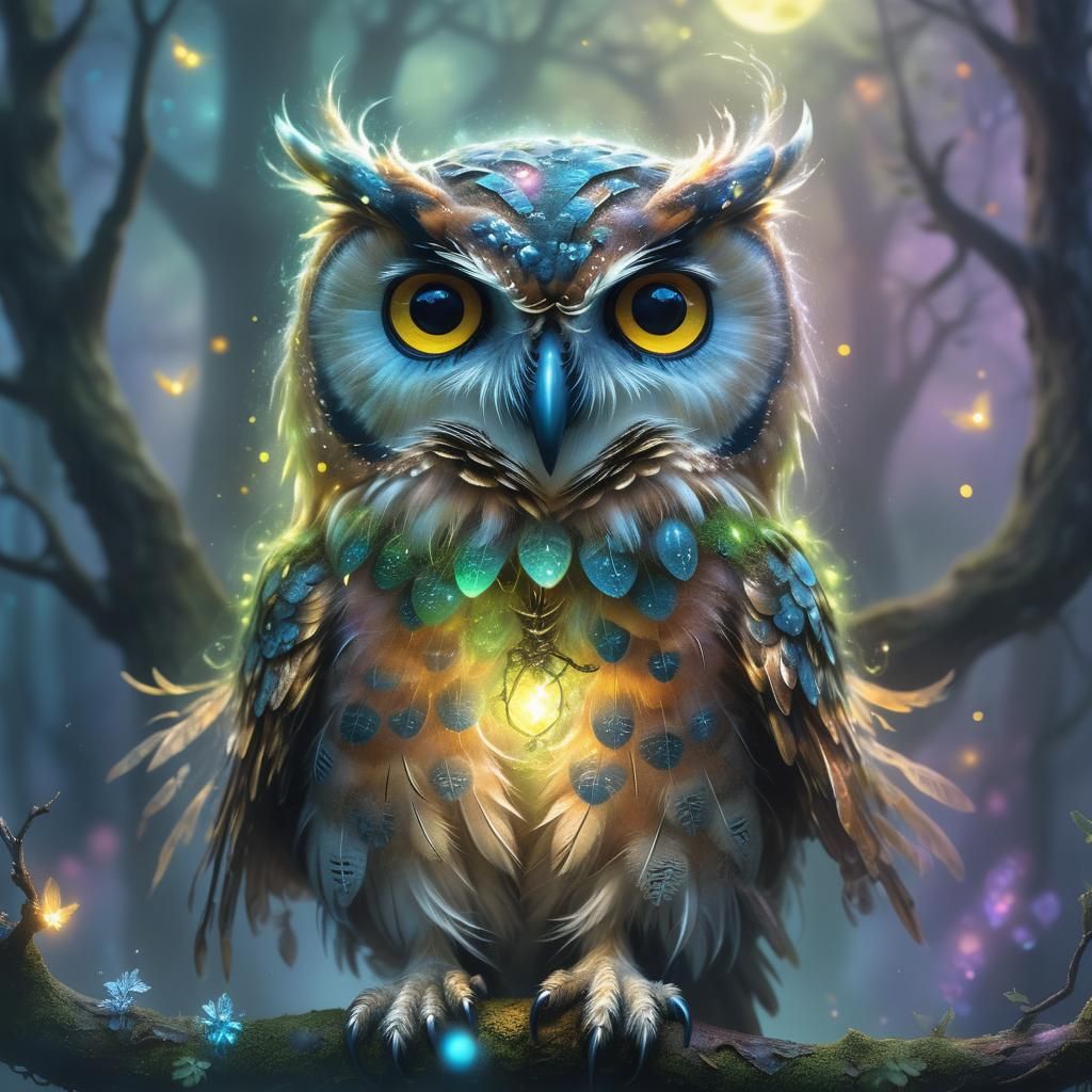 Magical Owl in Ethereal Fantasy Art