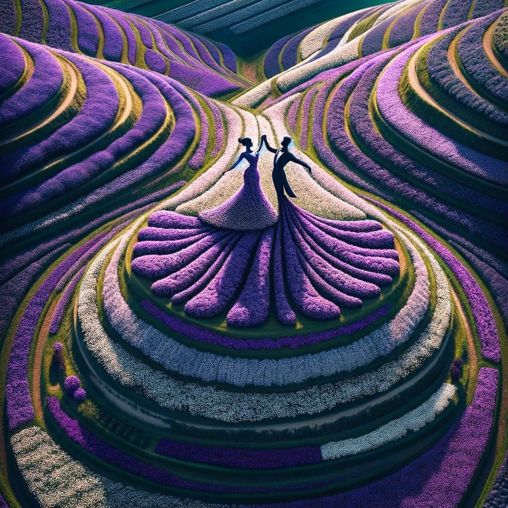 Baroque Terraced Hills of Purple Dancers