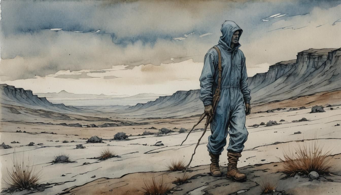 Arthur Rackham Style Giant in Frozen Wasteland