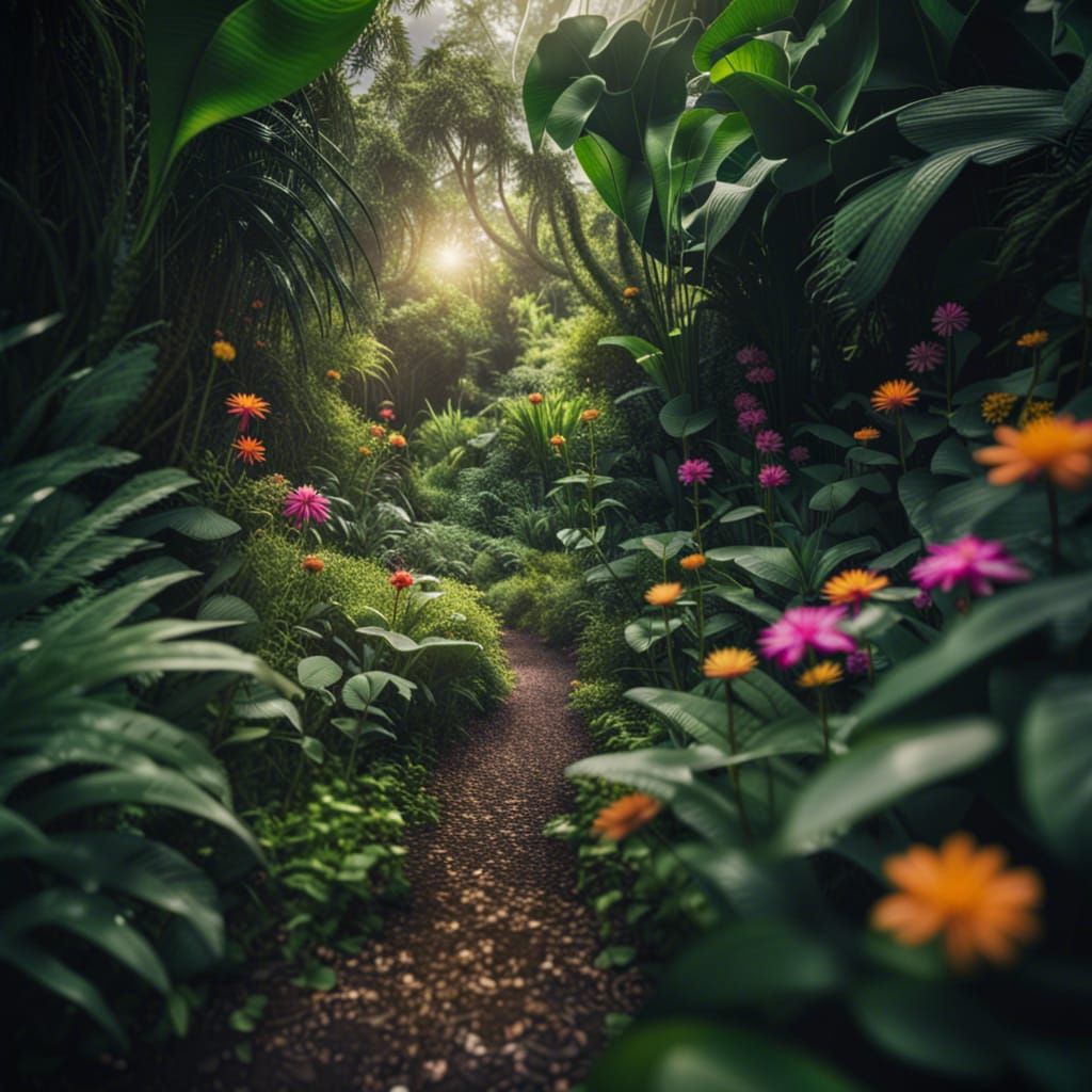 Lush Jungle with Flowers: Professional Photography