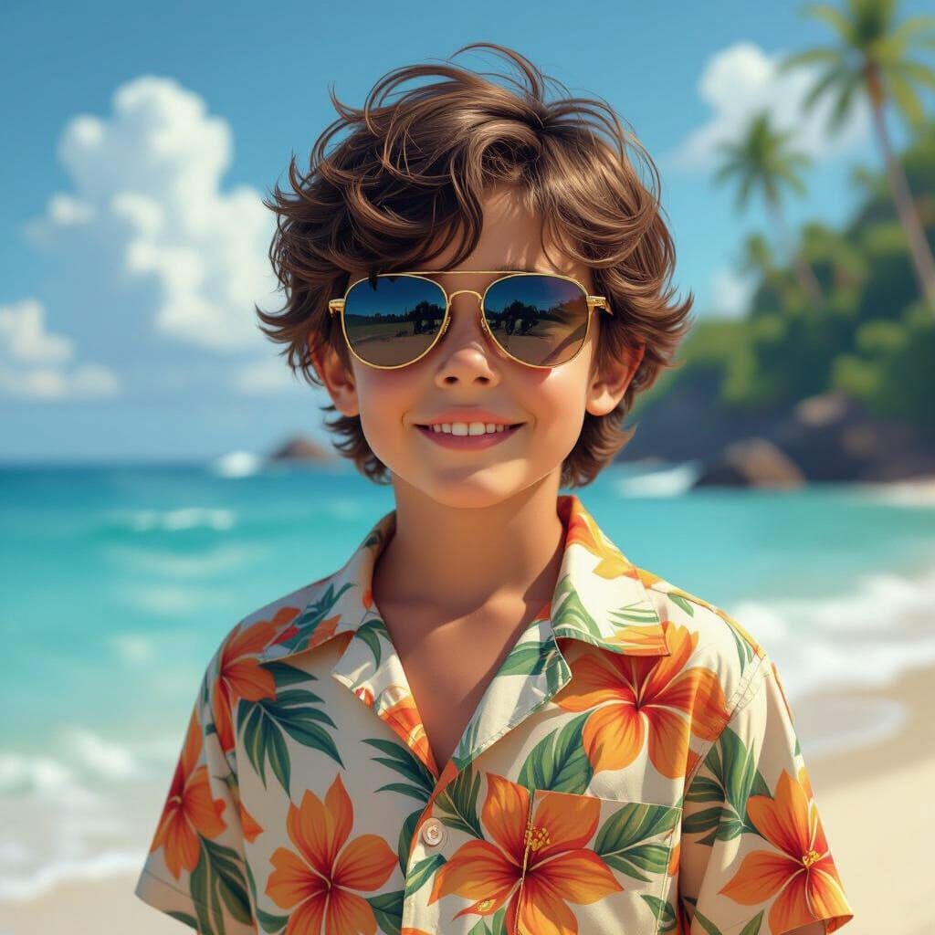 Boy at the Beach: Hyper-Realistic Digital Portrait