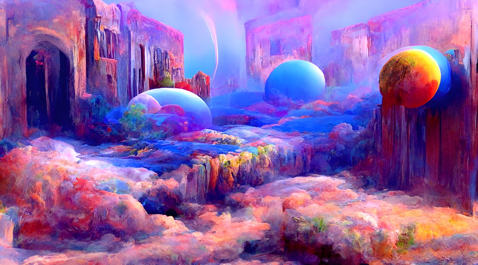 Surreal Dreamscape with Abstract Cubism Elements