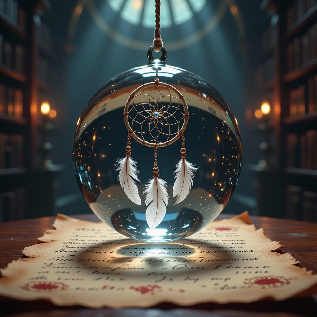 Dream Catcher in Glass Sphere, Digital Art